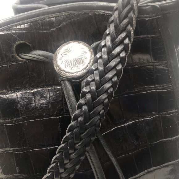 Brighton Leather drawstring bag w/silver - Picture 11 of 12